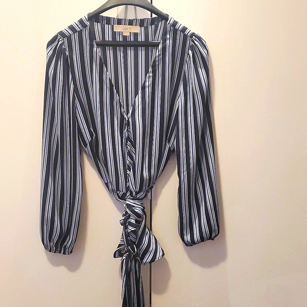 Wrap around striped shirt